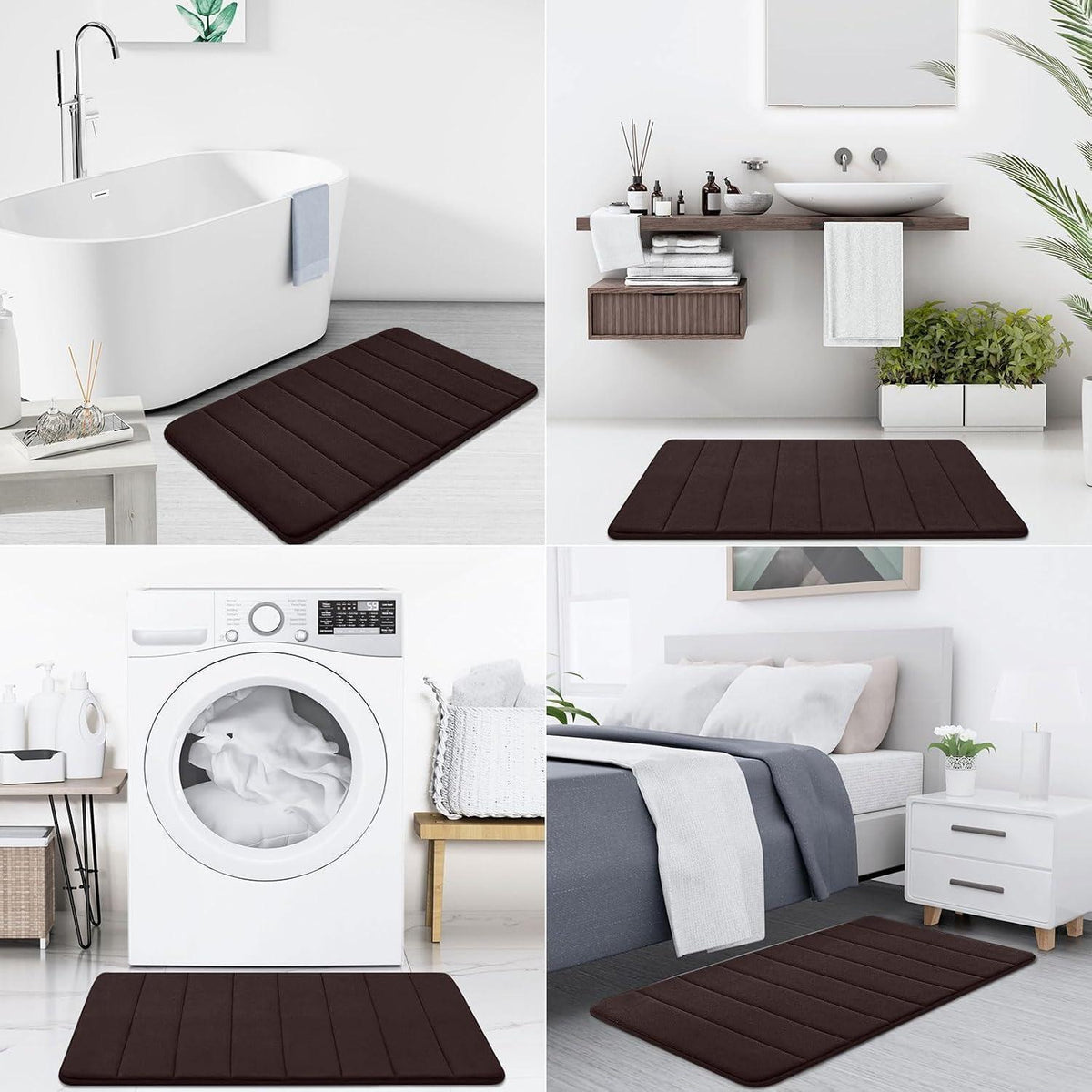 Memory Foam Badezimmerteppich 60x90 cm Braun – Saugfähig & Rutschfest