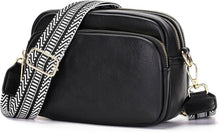 Crossbody Handtasche Damen PU-Leder Umhängetasche 7 Fächer Schwarz