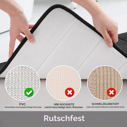 Memory Foam Badteppich 60x90 cm Schwarz – Rutschfest & Saugfähig