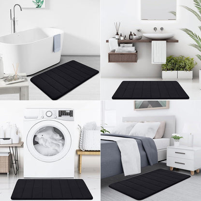 Memory Foam Badteppich 60x90 cm Schwarz – Rutschfest & Saugfähig