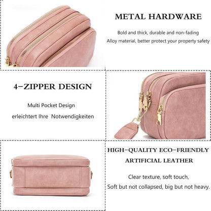 Paigtes Damen Crossbody Handtasche Umhängetasche rosa Schultertasche 4 Fächer
