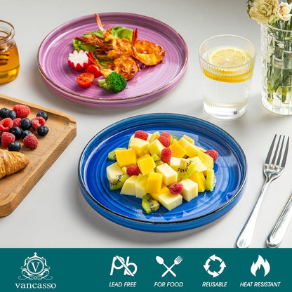 Speiseteller Set Steingut 6 Personen Ø 21,6 cm Geschirr Mikrowelle