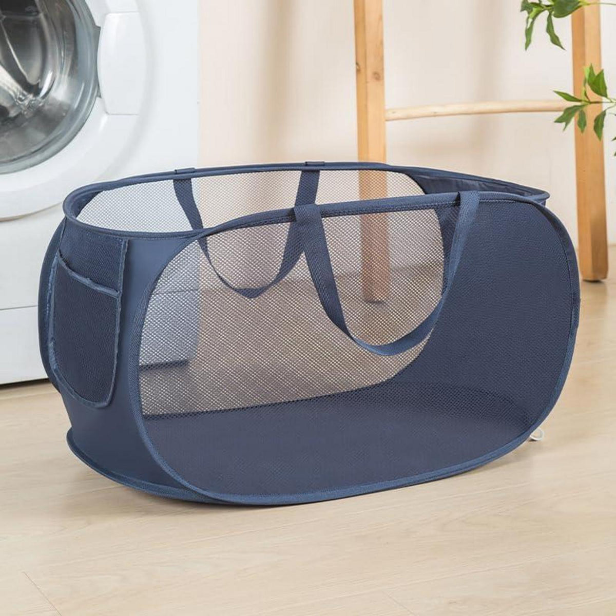 Faltbarer Wäschekorb Set 2er-Pack – Marineblau, 57x36x36 cm