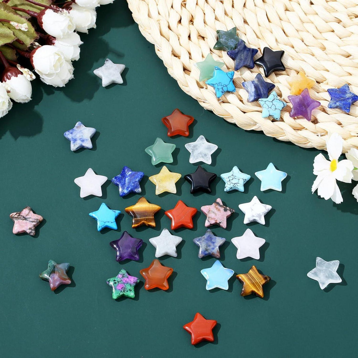 20 Stück Stern Kristalle Set Chakra Stein Natürliche Edelsteine Glückssteine
