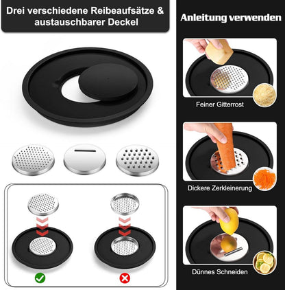 Homikit Rührschüssel Edelstahl Salatschüssel Set 5-tlg Luftdichter Deckel & 3 Reibenaufsätzen Schwarz