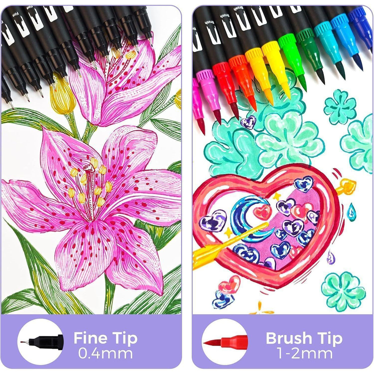 Dual Brush Pen Set 120 Farben – Pinselstifte für Kalligraphie & Handlettering