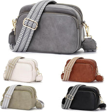 Crossbody Bag Damen Umhängetasche Handytasche Grau mit Breitem
