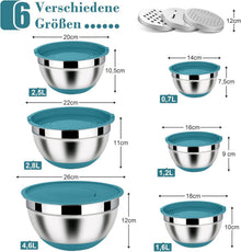 Homikit Rührschüssel Set Edelstahl Salatschüssel Reibe 6er