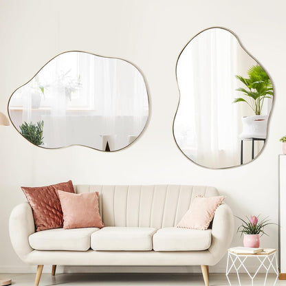 Asymmetrischer Wandspiegel mit Metallrahmen – 78x56cm