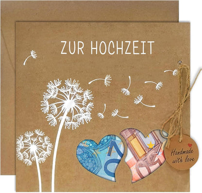 Luckeey Hochzeitskarte Geldgeschenk mit Umschlägen Pusteblume Karte