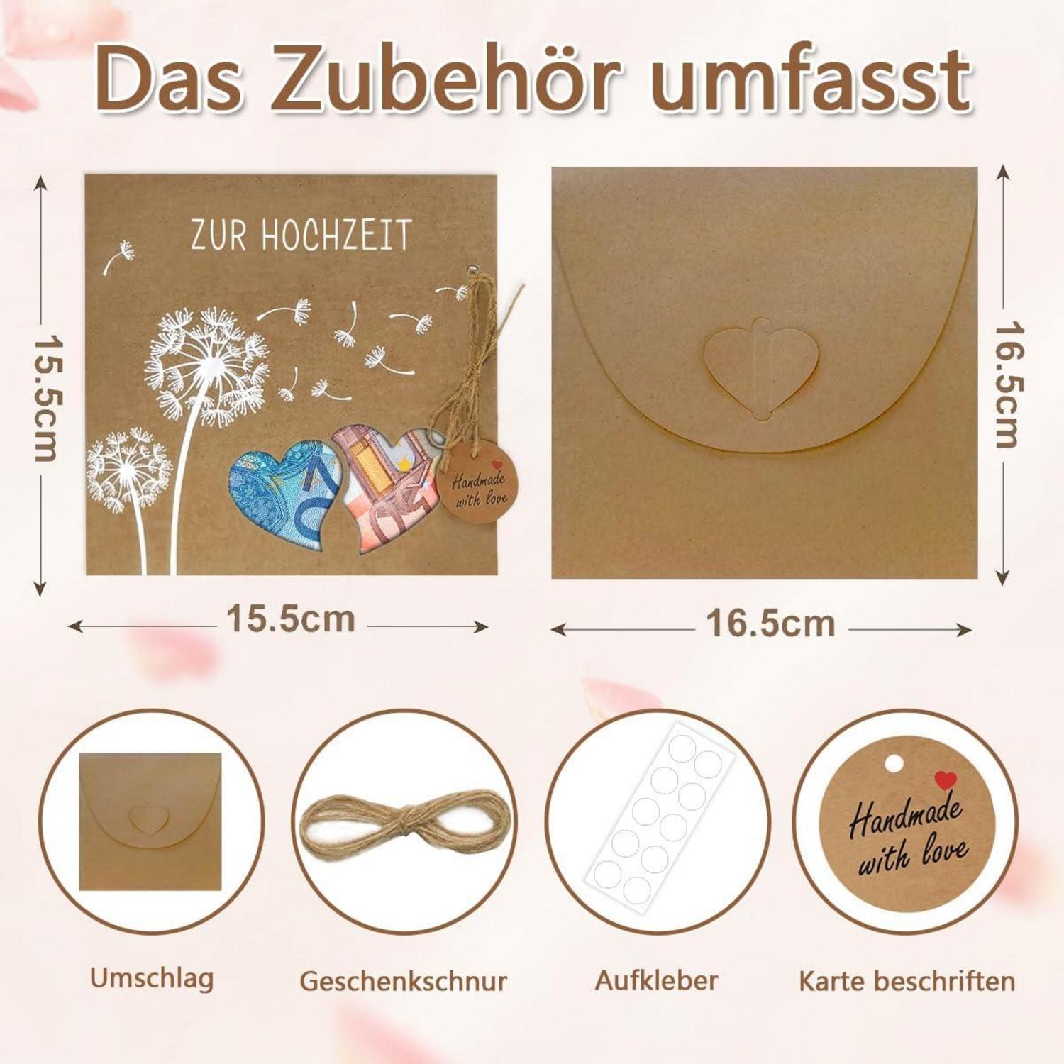 Luckeey Hochzeitskarte Geldgeschenk mit Umschlägen Pusteblume Design