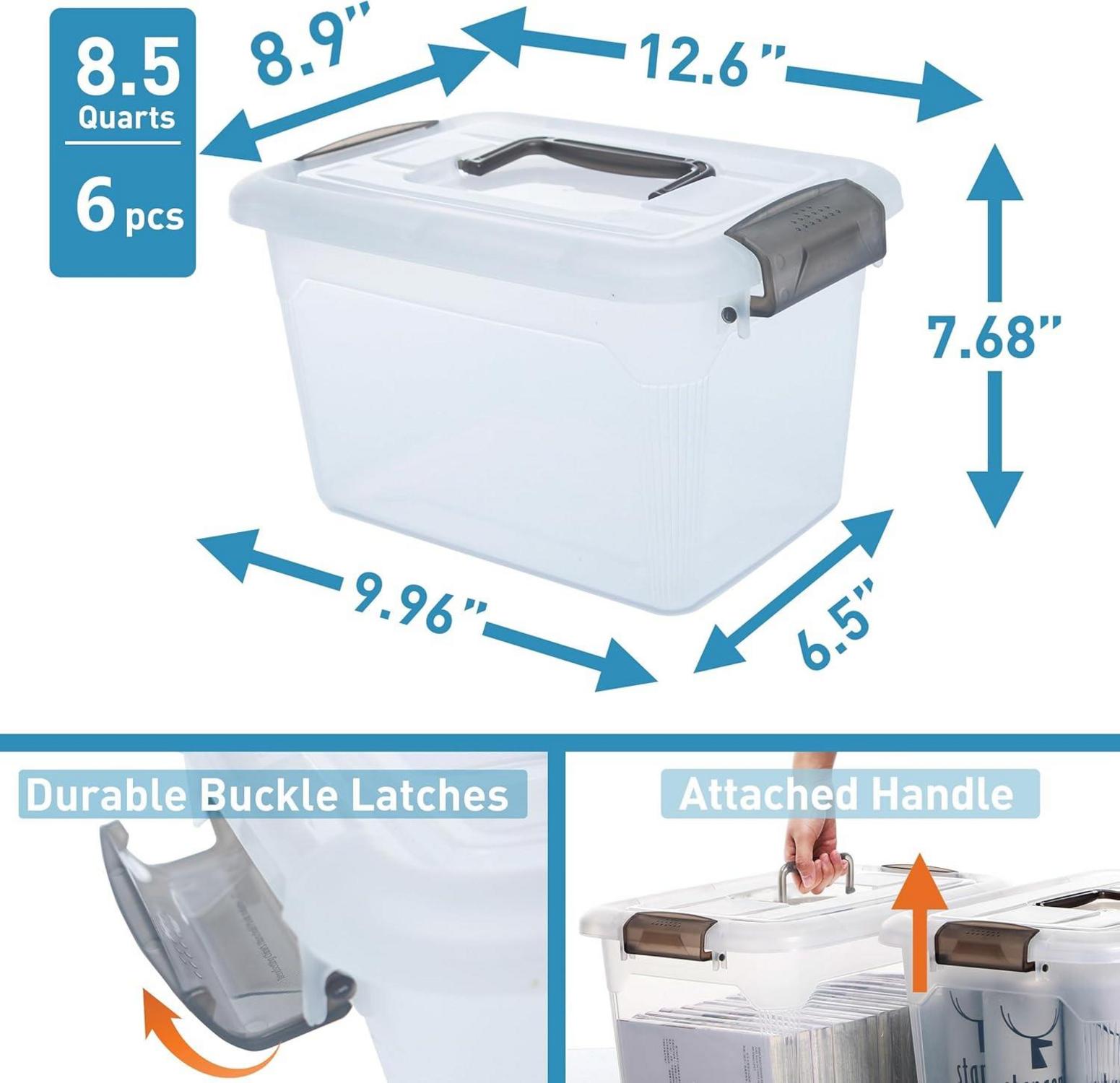 Citylife 6er-Set Aufbewahrungsboxen 8L transparent stapelbar Clips Belüftung