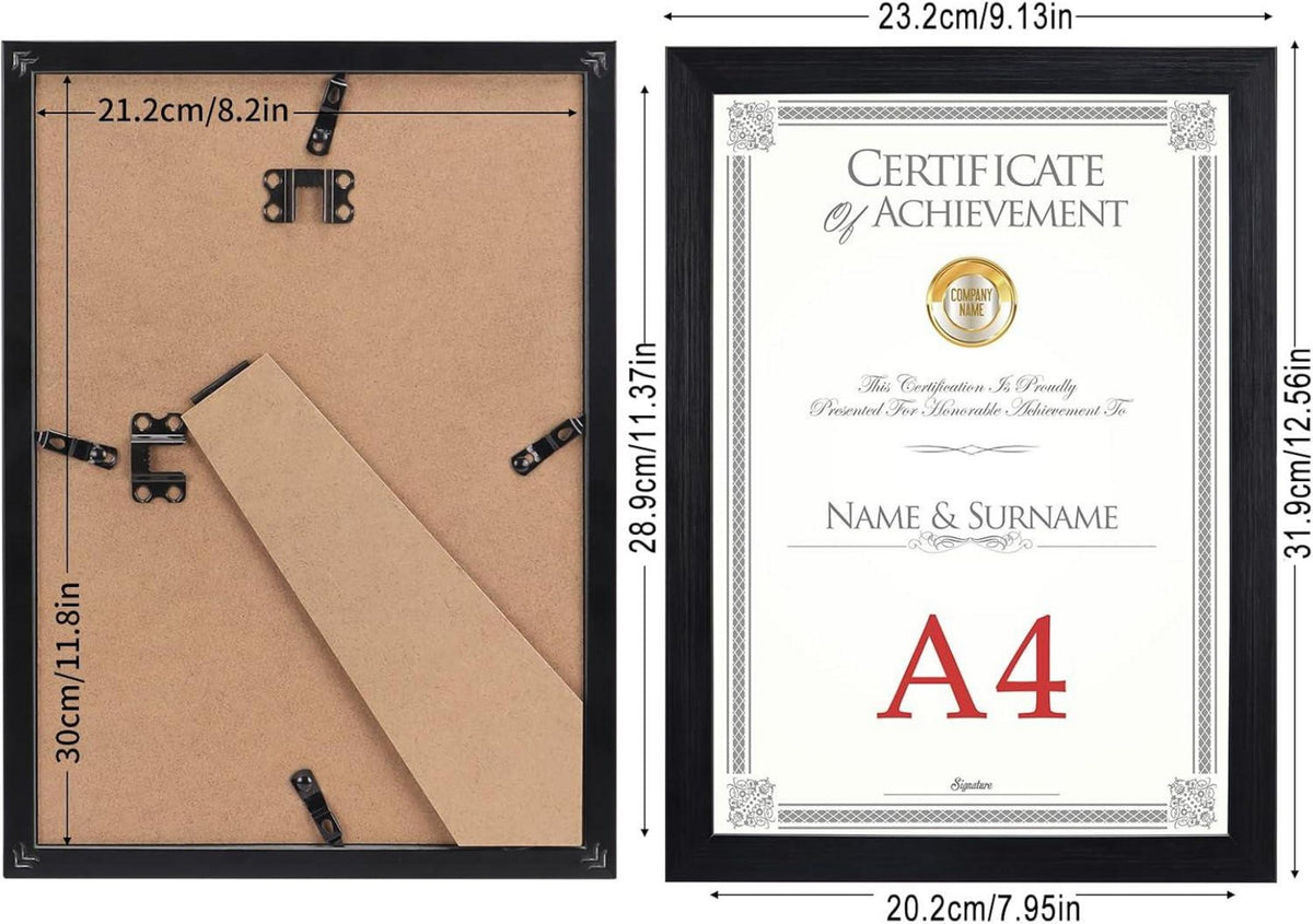 4er Set Bilderrahmen DIN A4 Schwarz - Fotorahmen Collage