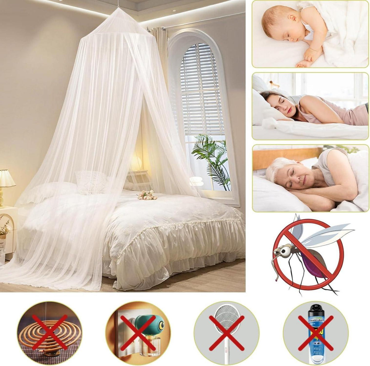 Moskitonetz Bett 250x1100x60cm für Reisen und Camping