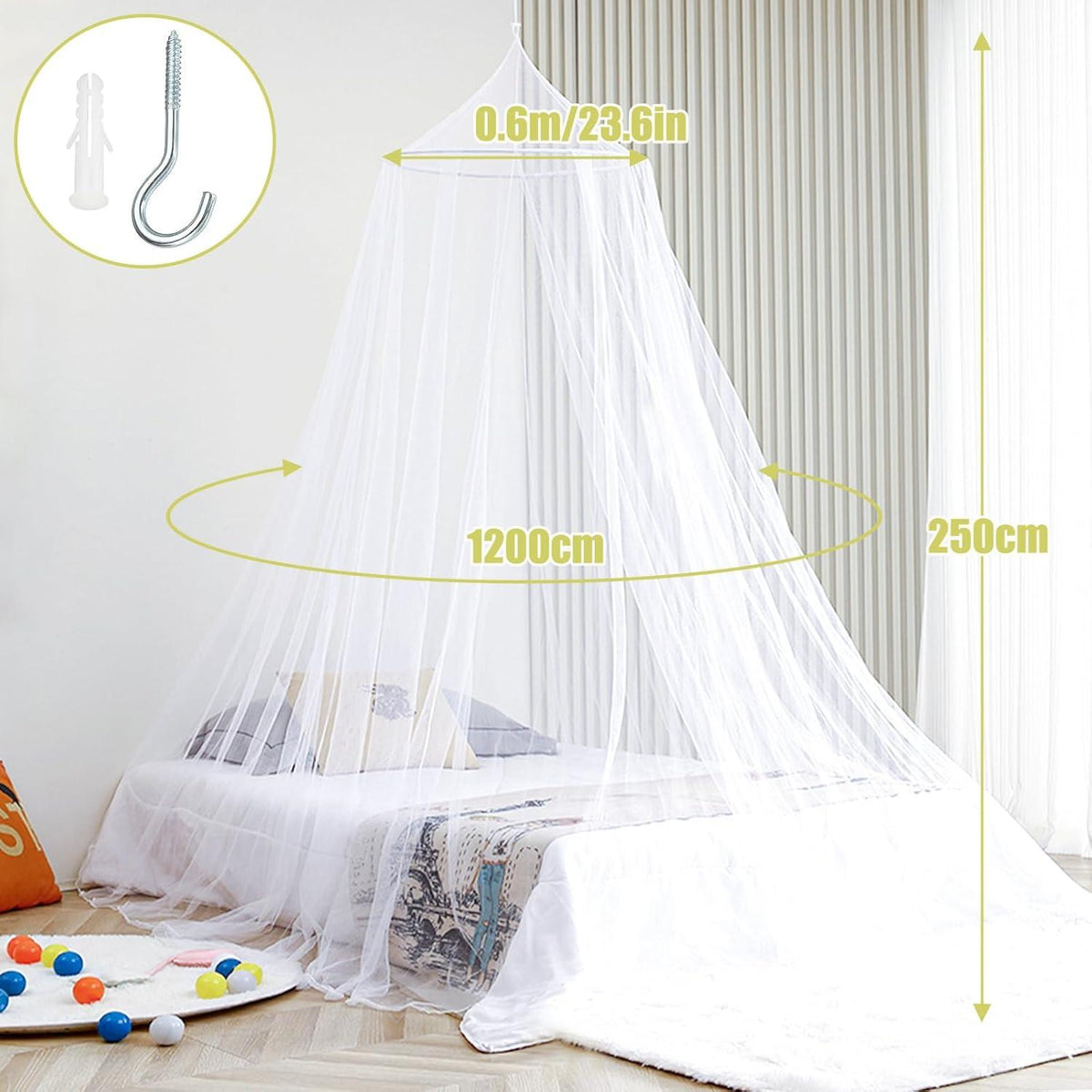 Moskitonetz Bett Doppelbett 250x1100x60cm für Reisen und Camping