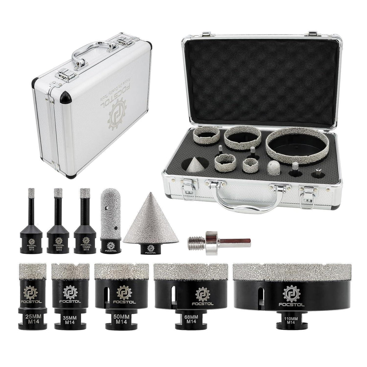 Diamant Fliesenbohrer Set 11-teilig M14 für Winkelschleifer