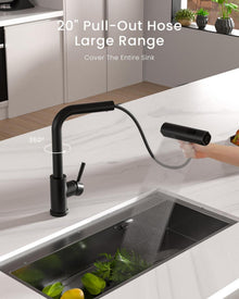 APPASO Wasserfall Wasserhahn Küche Schwarz 3 Strahlarten
