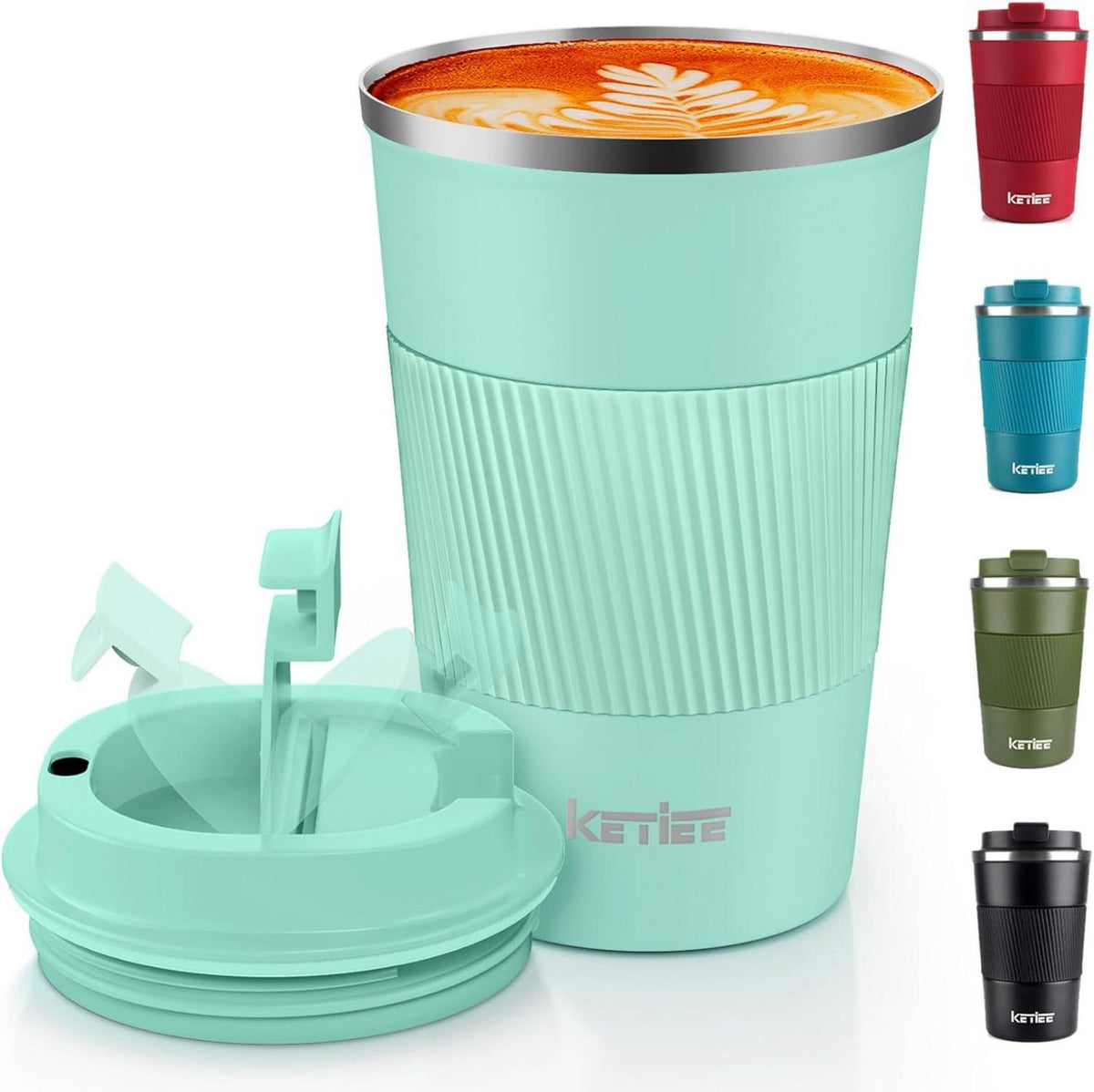 KETIEE Kaffeebecher to go 380ml Thermobecher Isolierbecher Minzgrün