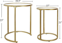 Gold Beistelltisch-Set Rund 2 Moderne Couchtische Metall