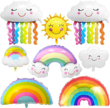 8er Set Wolken Regenbogen Sonne Quasten Folienballons Baby Shower