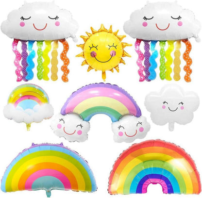8er Set Wolken Regenbogen Sonne Quasten Folienballons Baby Shower