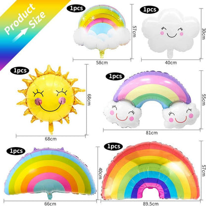 8er Wolkenförmige XXL Regenbogen Ballon Set - Party Deko