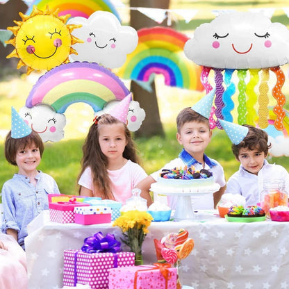 8er Set Wolkenförmige Regenbogen Folienballons Party Deko Baby Shower
