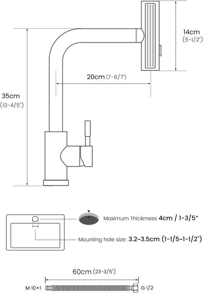 Wasserhahn Küche Ausziehbar Hochdruck Spültischarmatur 3 Strahlarten