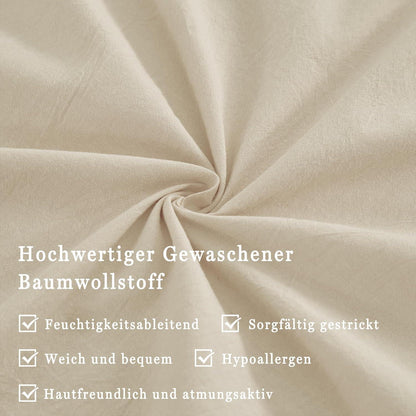 2er Set Kissenbezüge 80x80 cm Hell Taupe Gewaschene Baumwolle