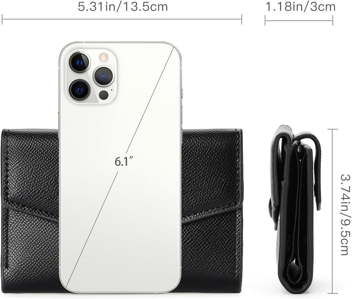 Damen Geldbörse PU Leder RFID Schutz Zipper Brieftasche Schwarz