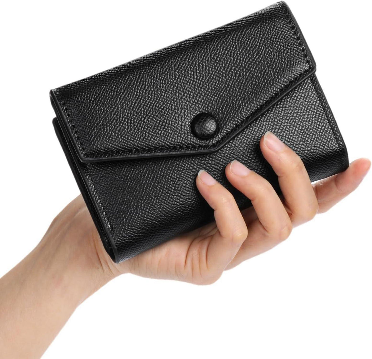 Damen Geldbörse RFID-Schutz PU Leder 8 Kartenfächer Schwarz - Zipper