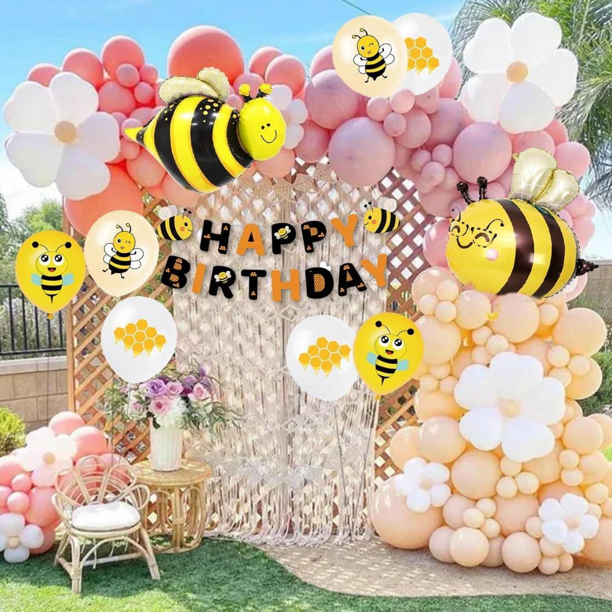 Biene Geburtstag Deko Set XXL Folienballons Happy Birthday Girlande