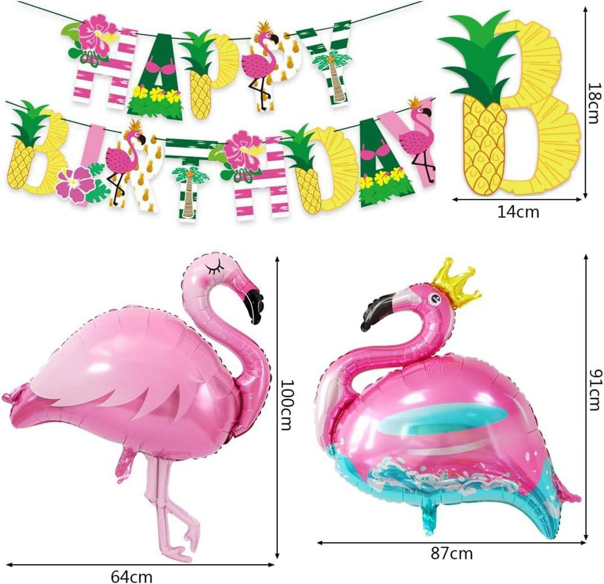 Hawaii Party Deko Set Flamingo Geburtstags Ballons Banner Zubehör