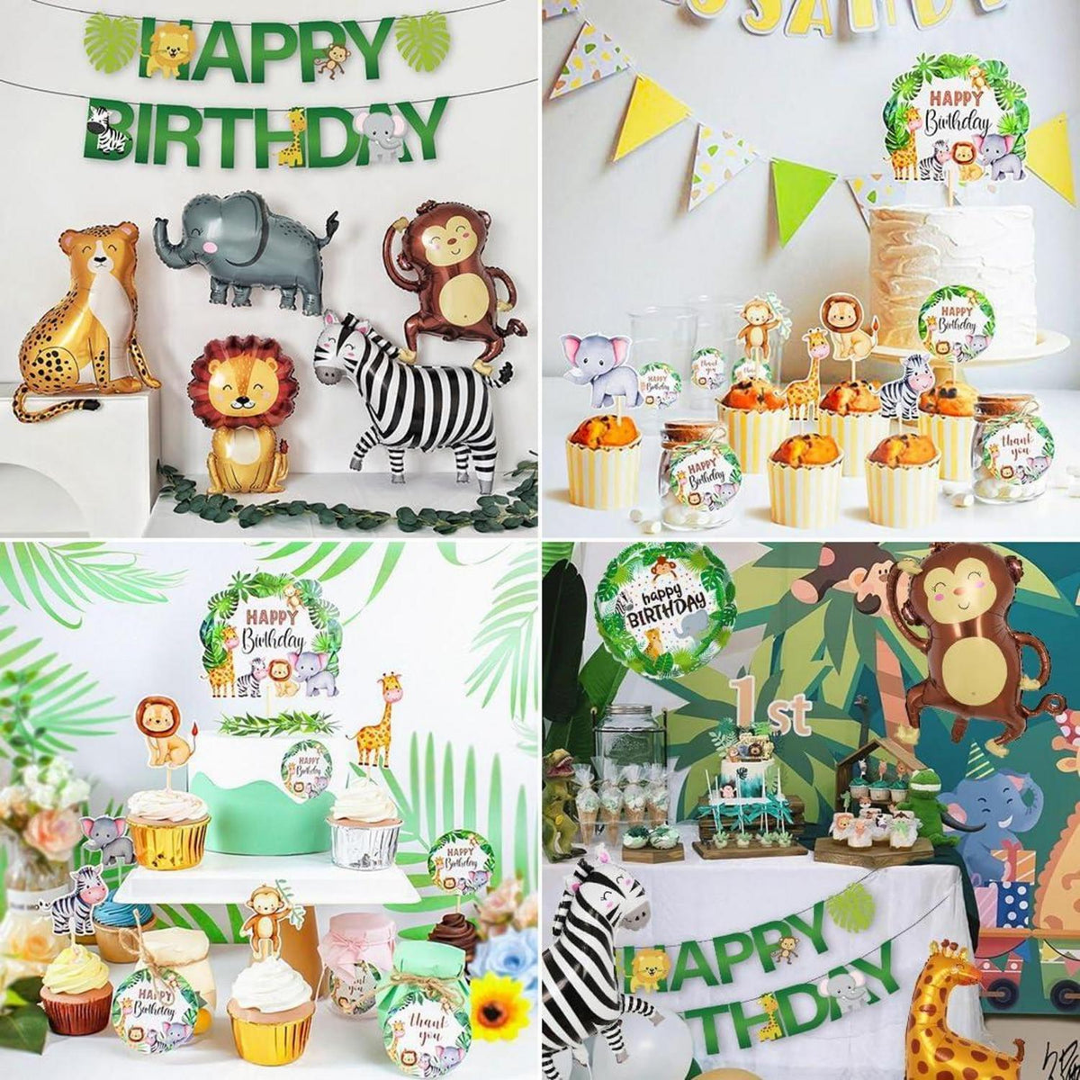 Dschungel Geburtstag Deko Waldtiere Party 17tlg. Kinder Geburtstagsdeko 4 Jahre