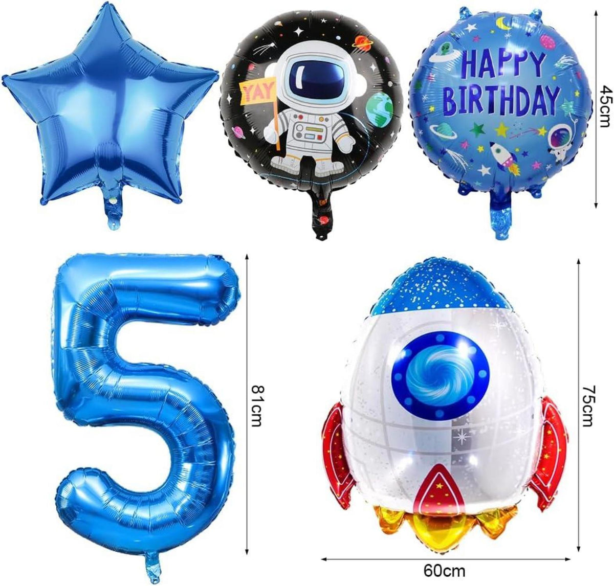 Weltraum Geburtstag Deko Set 5 Jahre Astronaut Rakete