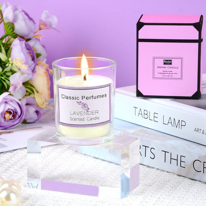 Geschenkbox für Frauen, Lavendel Entspannung Set, Duftkerze & Weinglas