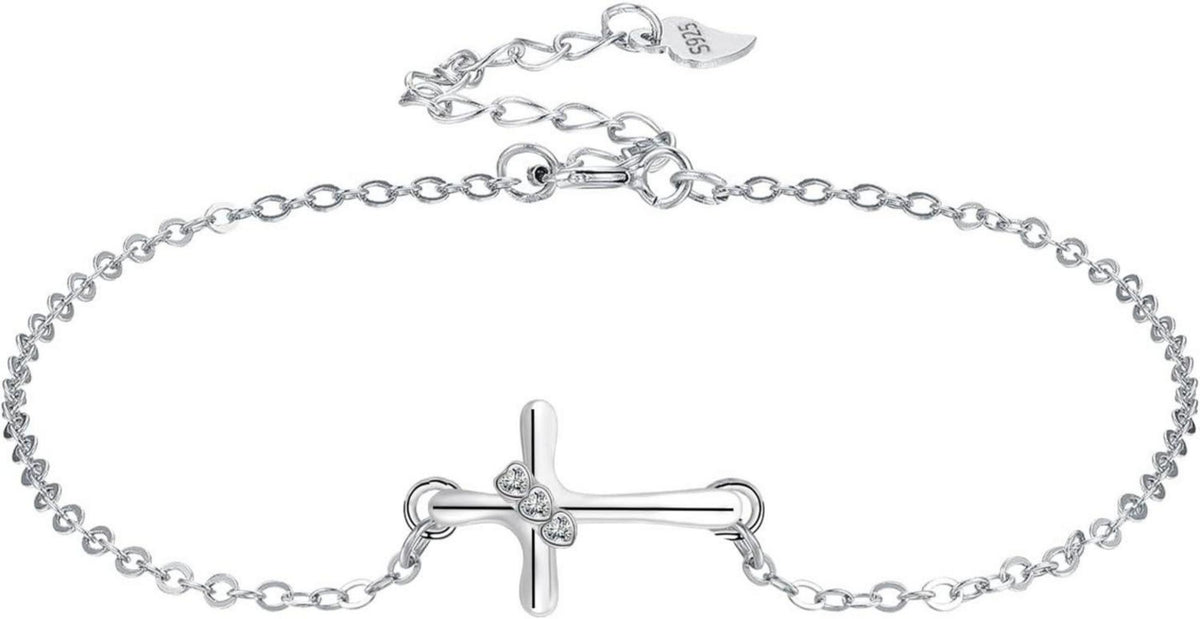 Schmuck Damen Armband 925 Sterling Silber Kreuz Zirkonia