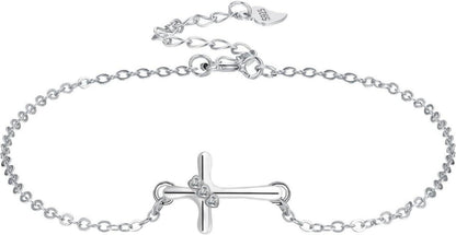 Schmuck Damen Armband 925 Sterling Silber Kreuz Zirkonia