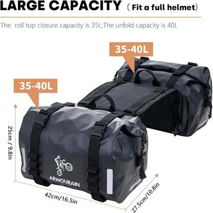 Motorrad Satteltasche 70L Wasserdicht Gepäcktasche Schwarz