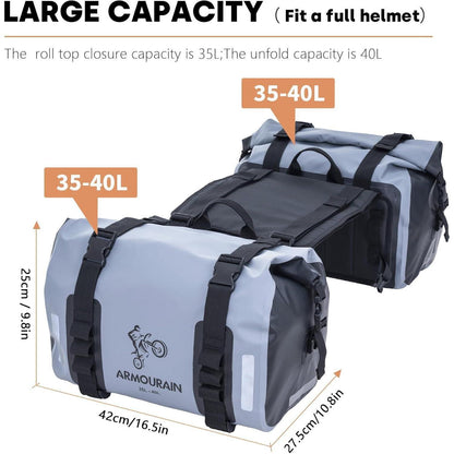 Motorrad Satteltasche 70L Wasserdicht Grau