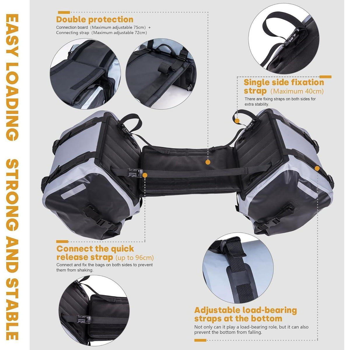 Motorrad Satteltasche 70L Wasserdicht Grau