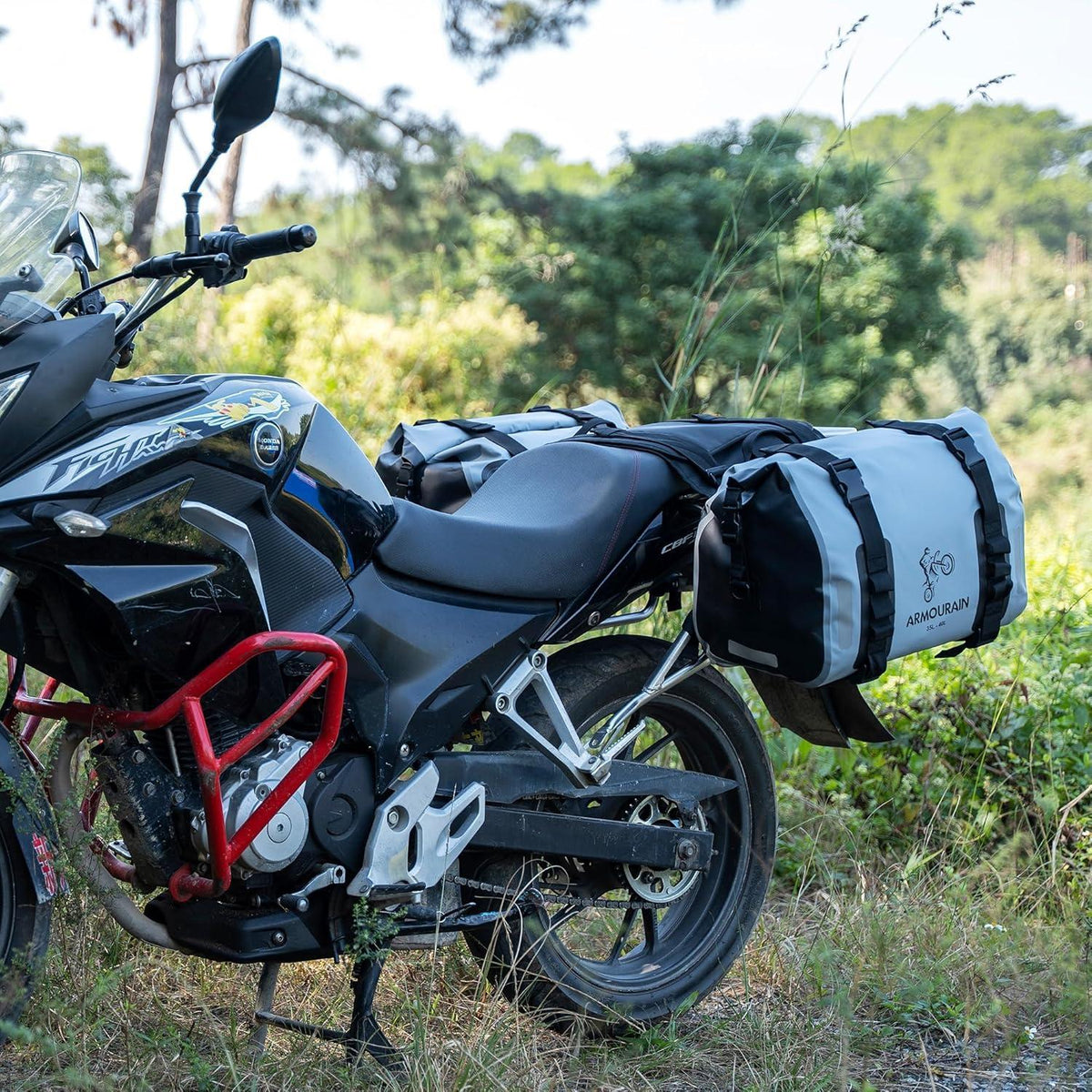 Motorrad Satteltasche 70L Wasserdicht Grau