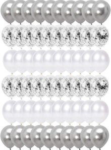 Silber Metallic Luftballons Konfetti Weiß 60 Stück für Partydekoration