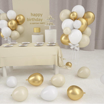 Luftballons Set Beige Weiß Gold Hochzeit Geburtstag Party