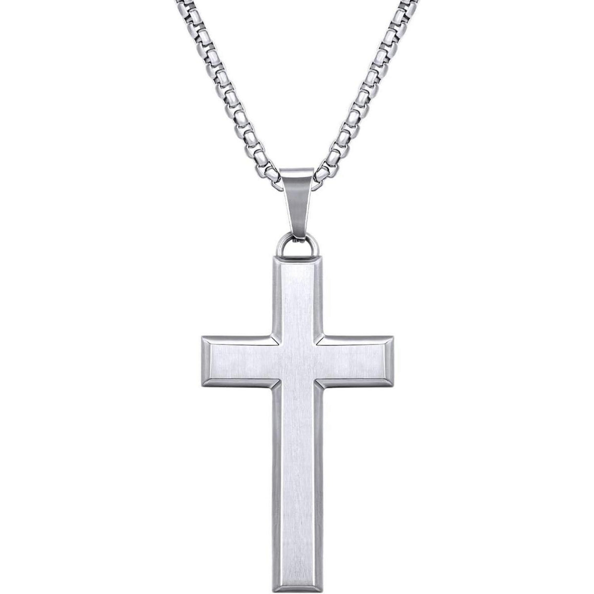 Kreuz Kette Herren 18 Karat Vergoldet Edelstahl Mattes Finish 61cm