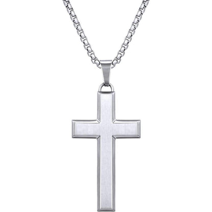 Kreuz Kette Herren 18 Karat Vergoldet Edelstahl Mattes Finish 61cm