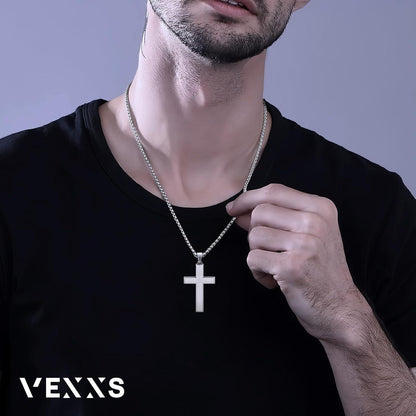 Kreuz Kette Herren 18 Karat Vergoldet Edelstahl Mattes Finish 61cm