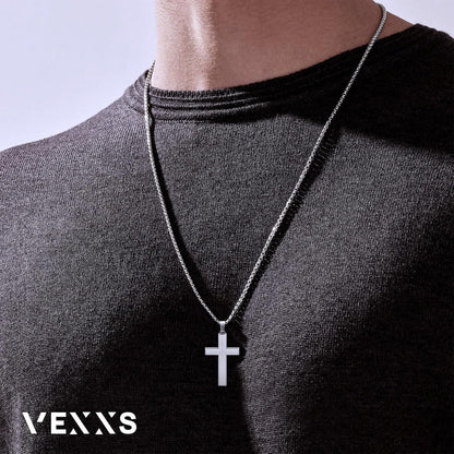 Kreuz Kette Herren 18 Karat Vergoldet Edelstahl Mattes Finish 61cm