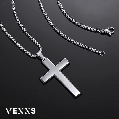 Kreuz Kette Herren 18 Karat Vergoldet Edelstahl Mattes Finish 61cm