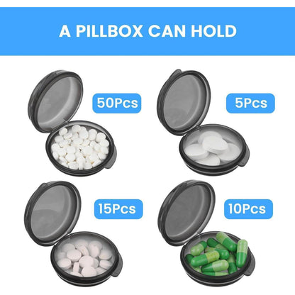 Mini Pillendose 5er Set, Tragbar & Feuchtigkeitsbeständig, Schwarz